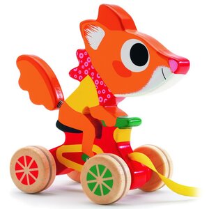 Игрушка-каталка Лисенок 16 см, дерево DJECO (Джеко) фото 1