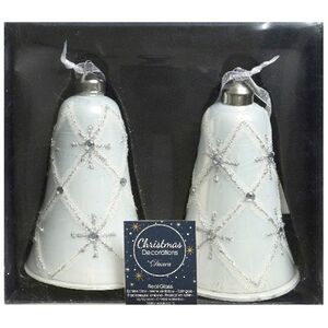 Стеклянная елочная игрушка Колокольчик Snow Princess 13 см, 2 шт, подвеска Kaemingk фото 2