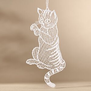 Кружевная елочная игрушка Кошка Фрося 9 см Vogel (Вогель) фото 1