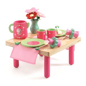 Игровой набор посуды Ланч Лили Роз со столиком 14 предметов дерево Djeco фото 1