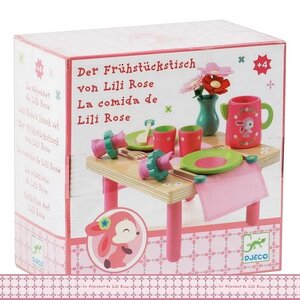 Игровой набор посуды Ланч Лили Роз со столиком 14 предметов дерево Djeco фото 4