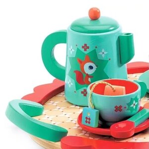 Игровой набор посуды Чаепитие у Лисички 17 предметов дерево Djeco фото 3