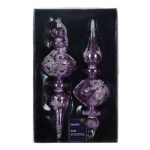 Набор стеклянных елочных игрушек Barbiano 24 см фиолетовые, 2 шт
