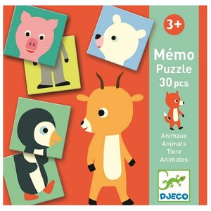 Детская настольная игра Мемо-пазл Животные