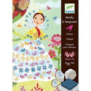 Раскраска Девушки с цветами + штампы и штемпельные подушечки Djeco фото 1