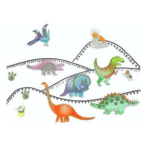 Детские штампы Динозавры 9 шт + штемпельная подушечка Djeco фото 5