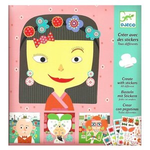Набор для создания аппликаций с наклейками - Все разные, 4 шт Djeco фото 1