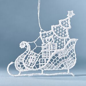 Кружевная елочная игрушка Новогодние Сани 9 см Vogel (Вогель) фото 1