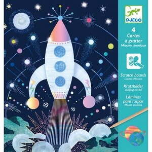 Гравюра Граттаж - Космическая миссия 20*15 см, 4 шт