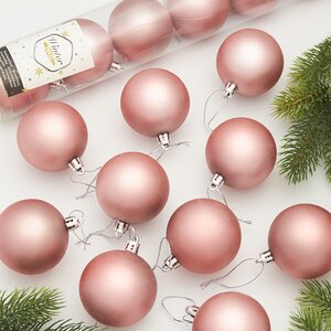Набор пластиковых шаров Liberty 6 см, 10 шт, розовый матовый Winter Deco фото 1