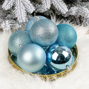 Набор пластиковых шаров Celebration 8 см бирюзовый, 6 шт Winter Deco фото 2