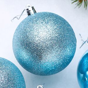 Набор пластиковых шаров Celebration 8 см бирюзовый, 6 шт Winter Deco фото 6