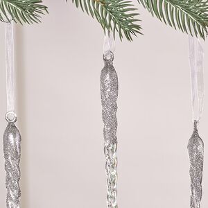 Набор елочных игрушек Сосульки Beckington 22 см серебряный, 4 шт Winter Deco фото 3