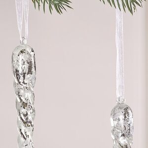 Набор елочных игрушек Сосульки Серебрянные брызги 23 см, 4 шт Winter Deco фото 3