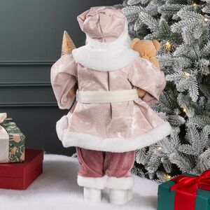 Фигура под елку Санта-Клаус с мишкой и елочкой 45 см розовый Winter Deco фото 3