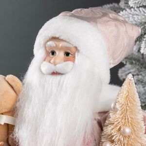 Фигура под елку Санта-Клаус с мишкой и елочкой 45 см розовый Winter Deco фото 2