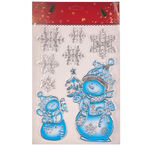 Новогодние наклейки на окно Снеговики - Морозная Фантазия 37*22 см Winter Deco фото 2