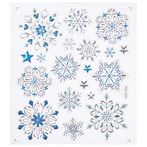 Новогодние наклейки на окно Снежинки - Серебряный Звон 32*23 см Winter Deco фото 3