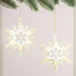 Набор елочных игрушек Снежинки Rainbow Glow 13 см белые с золотым, 2 шт Winter Deco фото 1
