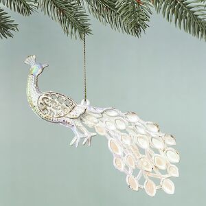 Елочная игрушка Павлин Rainbow Glow 20 см белый с золотым Winter Deco фото 4