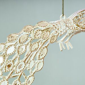 Елочная игрушка Павлин Rainbow Glow 20 см белый с золотым Winter Deco фото 3