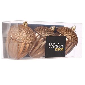 Елочные игрушки Желуди Fagacea 9 см бронзовый, 3 шт, пластик Winter Deco фото 4