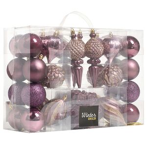 Набор елочных игрушек Christmas Cheer 6-14 см фиолетовый, 44 шт, пластик Winter Deco фото 5