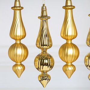 Елочные игрушки Dainty Cucurbit 17 см золотой, 4 шт, пластик Winter Deco фото 3