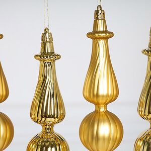 Елочные игрушки Dainty Cucurbit 17 см золотой, 4 шт, пластик Winter Deco фото 2