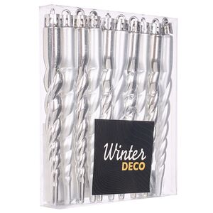 Елочные игрушки Сосульки Luce di Gelo 13 см серебряный, 10 шт, пластик Winter Deco фото 3