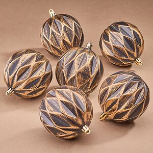 Елочные шары Fattura - Antique Brown 8 см, 6 шт, пластик