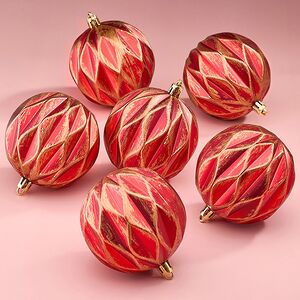 Елочные шары Fattura - Antique Red 8 см, 6 шт, пластик Winter Deco фото 1