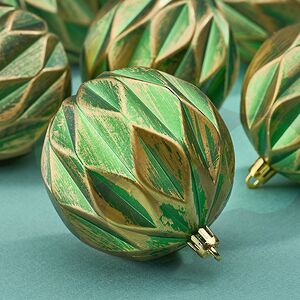 Елочные шары Fattura - Antique Green 8 см, 6 шт, пластик Winter Deco фото 4