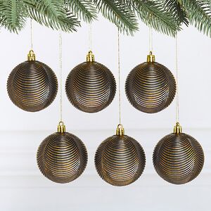 Елочные шары Fattura Coste - Antique Black 7 см, 6 шт, пластик Winter Deco фото 4