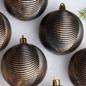 Елочные шары Fattura Coste - Antique Black 7 см, 6 шт, пластик Winter Deco фото 2
