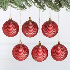 Елочные шары Fattura Coste - Antique Red 7 см, 6 шт, пластик Winter Deco фото 5