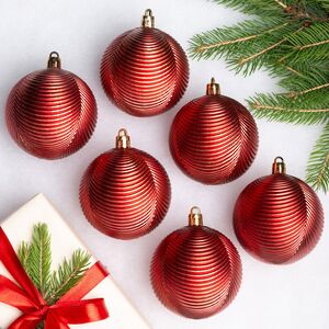 Елочные шары Fattura Coste - Antique Red 7 см, 6 шт, пластик