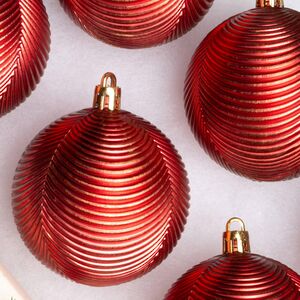 Елочные шары Fattura Coste - Antique Red 7 см, 6 шт, пластик Winter Deco фото 2