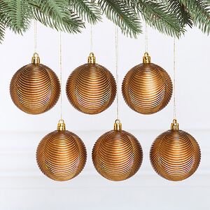 Елочные шары Fattura Coste - Antique Cooper 7 см, 6 шт, пластик Winter Deco фото 4