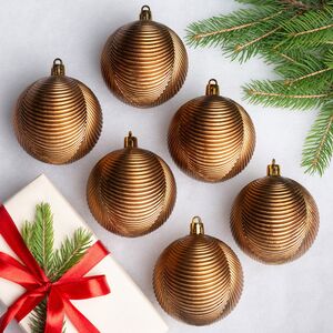 Елочные шары Fattura Coste - Antique Cooper 7 см, 6 шт, пластик Winter Deco фото 1