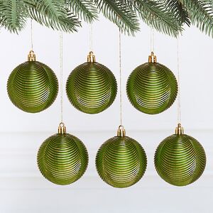 Елочные шары Fattura Coste - Antique Green 7 см, 6 шт, пластик Winter Deco фото 4
