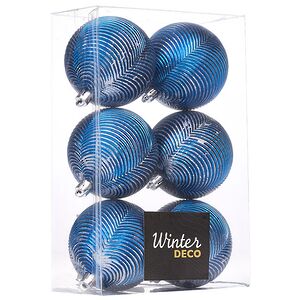 Елочные шары Fattura Coste - Antique Blue 7 см, 6 шт, пластик Winter Deco фото 3