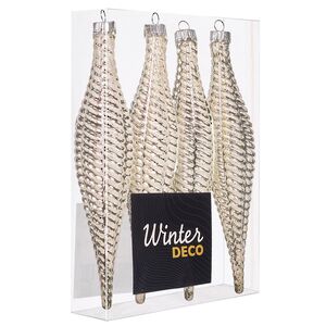 Елочная игрушка Сосулька Fattura Coste - Antique White 15 см, 4 шт, пластик Winter Deco фото 4