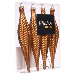 Елочная игрушка Сосулька Fattura Coste - Antique Cooper 15 см, 4 шт, пластик Winter Deco фото 4