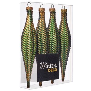 Елочная игрушка Сосулька Fattura Coste - Antique Green 15 см, 4 шт, пластик Winter Deco фото 4