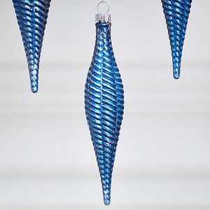Елочная игрушка Сосулька Fattura Coste - Antique Blue 15 см, 4 шт, пластик Winter Deco фото 2