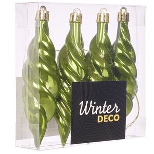 Елочные игрушки Сосульки Frosted Twist 11 см зеленый, 4 шт, пластик Winter Deco фото 3