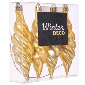Елочные игрушки Сосульки Frosted Twist 11 см золотой, 4 шт, пластик Winter Deco фото 4