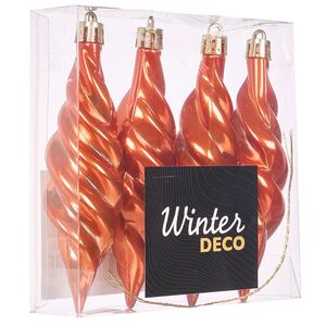 Елочные игрушки Сосульки Frosted Twist 11 см терракотовый, 4 шт, пластик Winter Deco фото 4