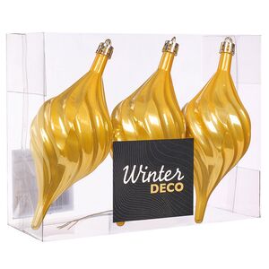 Елочные игрушки Сосульки Melodia di Ghiaccio 13 см золотой, 3 шт, пластик Winter Deco фото 4